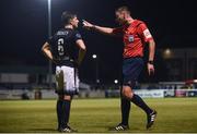 15 September 2017; Keith Buckley of Bray Wanderers talks to referee Paul McLaughlin during the SSE Airtricity League Premier Division match between Bray Wanderers and Limerick FC at the Carlisle Grounds in Wicklow. Photo by David Fitzgerald/Sportsfile