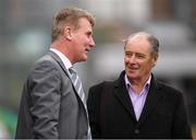 16 September 2017; Dundalk manager Stephen Kenny with former Republic of Ireland manager Brian Kerr prior to the EA Sports Cup Final between Shamrock Rovers and Dundalk at Tallaght Stadium in Dublin. Photo by Stephen McCarthy/Sportsfile