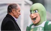 16 September 2017; Former Republic of Ireland manager Brian Kerr and Shamrock Rovers mascot Hooperman prior to the EA Sports Cup Final between Shamrock Rovers and Dundalk at Tallaght Stadium in Dublin. Photo by Stephen McCarthy/Sportsfile