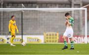 16 September 2017; Aaron Bolger of Shamrock Rovers after receiving a red card during the EA Sports Cup Final between Shamrock Rovers and Dundalk at Tallaght Stadium in Dublin. Photo by Stephen McCarthy/Sportsfile