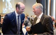 16 September 2017; Mícheál Ó Muircheartaigh, right, in conversation with CEO of the GPA Dermot Earley during the GPA Former Players Event at Croke Park in Dublin. Photo by Cody Glenn/Sportsfile