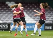 16 September 2017; Elle O'Flaherty of Galway WFC celebrates with teammates Aislinn Meaney, left and Tessa Mullins after scoring her side's first goal during the Continental Tyres Women's National League Shield Final match between Galway WFC and UCD Waves at Eamonn Deasy Park in Galway. Photo by Eóin Noonan/Sportsfile