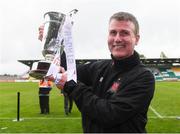 16 September 2017; Dundalk manager Stephen Kenny celebrates with the cup following the EA Sports Cup Final between Shamrock Rovers and Dundalk at Tallaght Stadium in Dublin. Photo by Stephen McCarthy/Sportsfile