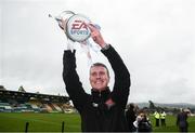 16 September 2017; Dundalk manager Stephen Kenny celebrates with the cup following the EA Sports Cup Final between Shamrock Rovers and Dundalk at Tallaght Stadium in Dublin. Photo by Stephen McCarthy/Sportsfile