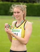 24 June 2012; Gold medal winner Roisin Howard, Bandon A.C., Co. Cork, after the under 23 Women&#039;s High Jump at the Woodie&#039;s DIY Junior and U23 Track and Field Championships of Ireland, Tullamore Harriers A.C., Tullamore, Co. Offaly. Picture credit: Matt Browne / SPORTSFILE