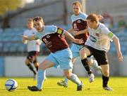 25 June 2012; Stephen Quigley, Drogheda United, in action against Robert Watters, Dundalk. EA Sports Cup Quarter-Final, Drogheda United v Dundalk, Hunky Dory Park, Drogheda, Co. Louth. Photo by Sportsfile