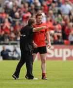24 June 2012; James McCartan, Down manager talks to Kevin Duffin. Ulster GAA Football Senior Championship Semi-Final, Down v Monaghan, Morgan Athletic Grounds, Armagh. Picture credit: Oliver McVeigh / SPORTSFILE