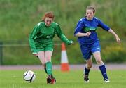 26 June 2012; Anna Regan, Quay NS, Ballina, Mayo, in action against Anna O'Dwyer, Dunboyne Senior NS, Meath. An Post FAI Primary Schools 5-a-Side Girls “B” Section All-Ireland Finals, Dunboyne Senior NS, Meath, v Quay NS, Ballina, Mayo, Athlone IT, Athlone, Co. Westmeath. Picture credit: Brian Lawless / SPORTSFILE