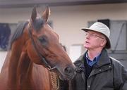 27 June 2012; Trainer John Oxx, with Born To Sea, in attendance at a Pre-Dubai Duty Free Irish Derby media morning. Curraghbeg Stables, The Curragh, Co. Kildare. Picture credit: David Maher / SPORTSFILE