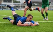 16 September 2017; Liam Turner of Leinster goes over to score his and Leinster's second try of the game during the U19 Interprovincial Series match between Leinster and Connacht at Donnybrook Stadium in Donnybrook, Dublin. Photo by Sam Barnes/Sportsfile