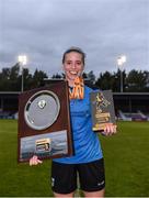 16 September 2017; UCD Waves captain Chloe Mustaki with the shield and her player of the match award after the Continental Tyres Women's National League Shield Final match between Galway WFC and UCD Waves at Eamonn Deasy Park in Galway. Photo by Eóin Noonan/Sportsfile