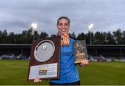 16 September 2017; UCD Waves captain Chloe Mustaki with the shield and her player of the match award after the Continental Tyres Women's National League Shield Final match between Galway WFC and UCD Waves at Eamonn Deasy Park in Galway. Photo by Eóin Noonan/Sportsfile