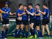 16 September 2017; Liam Turner of Leinster, centre, is congratulated by teammates after scoring his and Leinsters third try during the U19 Interprovincial Series match between Leinster and Connacht at Donnybrook Stadium in Donnybrook, Dublin. Photo by Sam Barnes/Sportsfile