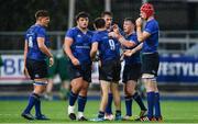 16 September 2017; Leinster players celebrate a turn over during the U19 Interprovincial Series match between Leinster and Connacht at Donnybrook Stadium in Donnybrook, Dublin. Photo by Sam Barnes/Sportsfile