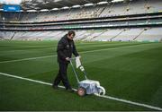 17 September 2017; Croke Park Pitch manager Stuart Wilson lines the pitch before the GAA Football All-Ireland Senior Championship Final match between Dublin and Mayo at Croke Park in Dublin. Photo by Ray McManus/Sportsfile