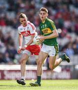 17 September 2017; Diarmuid O'Connor of Kerry in action against Oisín McWilliams of Derry during the Electric Ireland GAA Football All-Ireland Minor Championship Final match between Kerry and Derry at Croke Park in Dublin. Photo by Seb Daly/Sportsfile