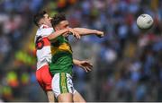 17 September 2017; Pádraig McGrogan of Derry in action against David Clifford of Kerry during the Electric Ireland GAA Football All-Ireland Minor Championship Final match between Kerry and Derry at Croke Park in Dublin. Photo by Eóin Noonan/Sportsfile