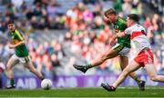 17 September 2017; Fiachra Clifford of Kerry shoots to score his side's fourth goal during the Electric Ireland GAA Football All-Ireland Minor Championship Final match between Kerry and Derry at Croke Park in Dublin. Photo by Eóin Noonan/Sportsfile