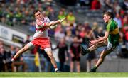 17 September 2017; Barry Mahony of Kerry has his shot blocked by Patrick Quigg of Derry during the Electric Ireland GAA Football All-Ireland Minor Championship Final match between Kerry and Derry at Croke Park in Dublin. Photo by Eóin Noonan/Sportsfile