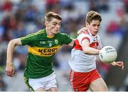 17 September 2017; Lorcan McWilliams of Derry in action against Diarmuid O'Connor of Kerry during the Electric Ireland GAA Football All-Ireland Minor Championship Final match between Kerry and Derry at Croke Park in Dublin. Photo by Seb Daly/Sportsfile
