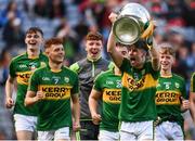 17 September 2017; Dónal O’Sullivan of Kerry celebrates with the Tom Markham cup after the Electric Ireland GAA Football All-Ireland Minor Championship Final match between Kerry and Derry at Croke Park in Dublin. Photo by Eóin Noonan/Sportsfile