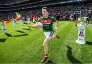 17 September 2017; Cillian O'Connor of Mayo runs onto the pitch prior to the GAA Football All-Ireland Senior Championship Final match between Dublin and Mayo at Croke Park in Dublin. Photo by Stephen McCarthy/Sportsfile