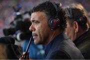 17 September 2017; Chris Kamara follows the match from his commentating position. Watch Jeff Stelling and Chris Kamara commentate on the All-Ireland Football Final in the final episode of AIB’s Jeff & Kammy’s Journey to Croker airing on www.youtube.com/AIB at 5pm on Monday 25th September. For exclusive content and behind the scenes action follow AIB GAA on Facebook, Twitter, Instagram and Snapchat. Photo by Cody Glenn/Sportsfile