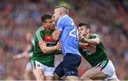 17 September 2017; Eoghan O'Gara of Dublin in action against Jason Doherty, left, and Brendan Harrison of Mayo during the GAA Football All-Ireland Senior Championship Final match between Dublin and Mayo at Croke Park in Dublin.