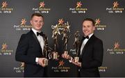 3 November 2017; Galway hurler Joe Canning, left, pictured with his Hurler of the Year and PwC All Star awards and Mayo footballer Andy Moran pictured with his Footballer of the Year and All Star awards during the PwC All Stars 2017 at the Convention Centre in Dublin. Photo by Seb Daly/Sportsfile