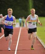24 June 2012; Dean Toland, left, Finn Valley A.C. Co.Donegal and James Griffin, right,  James St. Abbans A.C, Co.Laois, in action during the Mens Under 23 1500m event. Woodie's DIY Junior and U23 Track and Field Championships of Ireland, Tullamore Harriers A.C., Tullamore, Co. Offaly. Picture credit: Tomás Greally / SPORTSFILE