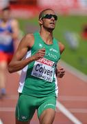 29 June 2012; Ireland's Steven Colvert crosses the line during his heat of the Men's 200m, where he was disqualified for a lane infringement. European Athletics Championship, Day 3, Olympic Stadium, Helsinki, Finland. Picture credit: Brendan Moran / SPORTSFILE