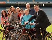 29 June 2012; Croke Park has become one of the first sports stadiums in the world to achieve certification in the recently released ISO 20121 Sustainable Event Management standard. Staff at the venue demonstrated their engagement recently by getting involved in the Smarter Travel Workplace Cycle Challenge which ran over a three week period from 6-26 June this year, just one example of how sustainability initiatives are being promoted at the venue. Celebrating the success are  Peter McKenna, Stadium & Commercial Director, with from left to right Maria Ennis, Fiona Hoare, Colin O’Regan, Edward Brennan, Bronagh Maher, Noel Quinn and Tracey Bunyan. Croke Park, Dublin. Picture credit: Ray McManus / SPORTSFILE