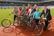29 June 2012; Croke Park has become one of the first sports stadiums in the world to achieve certification in the recently released ISO 20121 Sustainable Event Management standard. Staff at the venue demonstrated their engagement recently by getting involved in the Smarter Travel Workplace Cycle Challenge which ran over a three week period from 6-26 June this year, just one example of how sustainability initiatives are being promoted at the venue. Celebrating the success are  Peter McKenna, Stadium & Commercial Director, with from left to right Maria Ennis, Fiona Hoare, Colin O’Regan, Edward Brennan, Bronagh Maher, Noel Quinn and Tracey Bunyan. Croke Park, Dublin. Picture credit: Ray McManus / SPORTSFILE