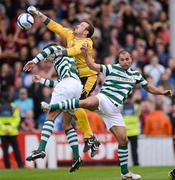 29 June 2012; Andy McNulty, Bohemians, in action against Gary Twigg, left, and Chris Turner, Shamrock Rovers. Airtricity League Premier Division, Bohemians v Shamrock Rovers, Dalymount Park, Dublin. Picture credit: David Maher / SPORTSFILE