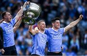 17 September 2017; Dublin players from left, Cormac Costello, Paul Mannion and Diarmuid Connolly celebrate with the Sam Maguire Cup after the GAA Football All-Ireland Senior Championship Final match between Dublin and Mayo at Croke Park in Dublin. Photo by Eóin Noonan/Sportsfile