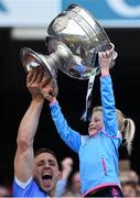 17 September 2017; Eoghan O'Gara of Dublin and his daughter Ella celebrates with the Sam Maguire cup following his side's victory after the GAA Football All-Ireland Senior Championship Final match between Dublin and Mayo at Croke Park in Dublin. Photo by Seb Daly/Sportsfile