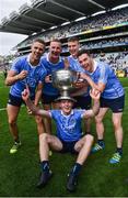 17 September 2017; Dublin players, from left, Paul Mannion, Ciarán Kilkenny, Brian Fenton, John Small and Paddy Andrews celebrate following the GAA Football All-Ireland Senior Championship Final match between Dublin and Mayo at Croke Park in Dublin. Photo by Ramsey Cardy/Sportsfile