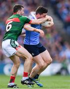 17 September 2017; Paddy Andrews of Dublin in action against Chris Barrett of Mayo during the GAA Football All-Ireland Senior Championship Final match between Dublin and Mayo at Croke Park in Dublin. Photo by Sam Barnes/Sportsfile