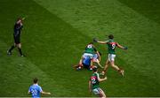 17 September 2017; Referee Joe McQuillan blows for a free on Diarmuid Connolly which subsequently was put over the bar near the end of the GAA Football All-Ireland Senior Championship Final match between Dublin and Mayo at Croke Park in Dublin. Photo by Daire Brennan/Sportsfile