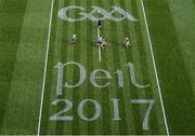 17 September 2017; Referee Joe McQuillan throws in the ball to start the second half during the GAA Football All-Ireland Senior Championship Final match between Dublin and Mayo at Croke Park in Dublin. Photo by Stephen McCarthy/Sportsfile