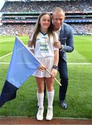 17 September 2017; eir flagbearer Molly McGlynn, age 12, from Dublin, with David Brady prior to the GAA Football All-Ireland Senior Championship Final match between Dublin and Mayo at Croke Park in Dublin. Photo by Brendan Moran/Sportsfile