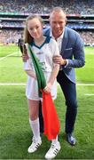 17 September 2017; eir flagbearer Laura Haran, age 13, from Dublin, with David Brady prior to the GAA Football All-Ireland Senior Championship Final match between Dublin and Mayo at Croke Park in Dublin. Photo by Brendan Moran/Sportsfile