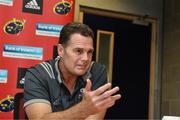 18 September 2017; Munster director of rugby Rassie Erasmus during a Munster Rugby Press Conference at the University of Limerick in Limerick. Photo by Diarmuid Greene/Sportsfile