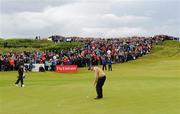 30 June 2012; Padraig Harrington watches his putt on the 15th green during the 2012 Irish Open Golf Championship. Royal Portrush, Portrush, Co. Antrim. Picture credit: Matt Browne / SPORTSFILE