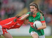 30 June 2012; Diane Tierney, Mayo, in action against Laura Crowley, Cork. All-Ireland U14 'A' Ladies Football Championship Final 2012, Cork v Mayo, St Brendan’s Park, Birr, Co. Offaly. Picture credit: David Maher / SPORTSFILE