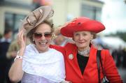 30 June 2012; Ginette Halton, left, from Stillorgan, Co. Dublin, and Eileen Relihan, from Dun Laoghaire, Co. Dublin, at the Irish Derby Festival, Curragh Racecourse, The Curragh, Co. Kildare. Picture credit: Barry Cronin / SPORTSFILE