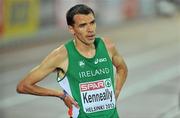 30 June 2012; Ireland's Mark Kenneally reacts after finishing the Men's 10000m Final in 15th place in a time of 29:10.55sec. European Athletics Championship, Day 4, Olympic Stadium, Helsinki, Finland. Picture credit: Brendan Moran / SPORTSFILE