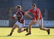 30 June 2012; John Heslin, Westmeath, in action against Michael Fanning, Louth. GAA Football All-Ireland Senior Championship Qualifier Round 1, Westmeath v Louth, Cusack Park, Mullingar, Co. Westmeath. Picture credit: David Maher / SPORTSFILE