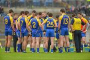 1 July 2012; Roscommon manager Des Newton speaks with his players at half-time. GAA Football All-Ireland Senior Championship Qualifier Round 1, Roscommon v Armagh, Dr. Hyde Park, Co. Roscommon. Picture credit: Barry Cregg / SPORTSFILE