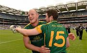 1 July 2012; Joe Sheridan, left, and Cian Ward celebrate the Meath victory. Leinster GAA Football Senior Championship Semi-Final, Meath v Kildare, Croke Park, Dublin. Picture credit: Ray McManus / SPORTSFILE